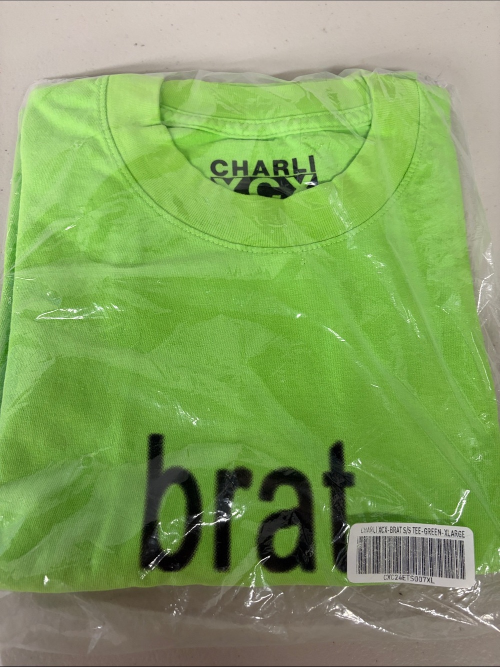 New Sz XL CHARLI XCX Neon Green "brat" Graphic Tee tour merch t-shirt short slv